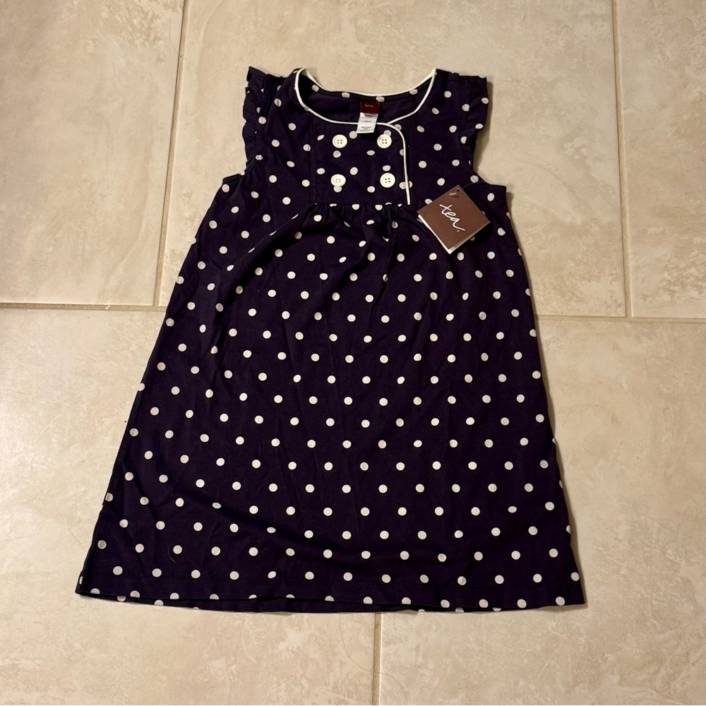 NWT sz 6 Tea Collection Navy Polka Dot Dress